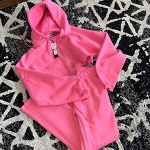 Fashion Nova Pink Zip Hoodie & Jogger Set